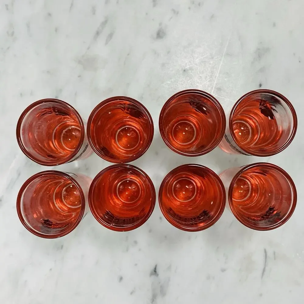 CABRITO Set of 8 Double Shooter Glasses 2 oz Red Tequila Reposado Shot NEW
